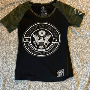 American Fighter Black and Camouflage Kids Tee
